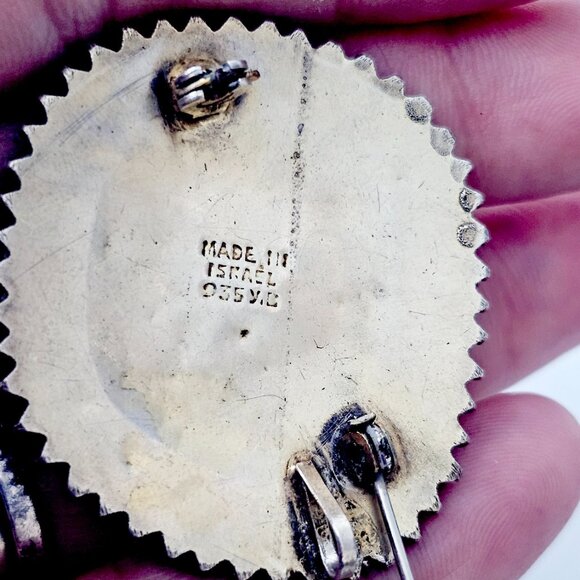 Vintage Israeli Sterling Eilat Stone & Cultured Pearl Pendant/Brooch - Picture 3 of 6